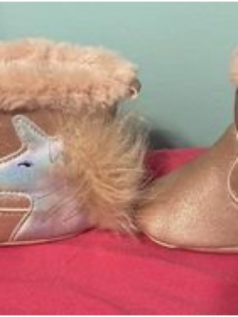 Size 3T Girls Unicorn Fur Trim Slip-On Shoe Boots in Rose Gold